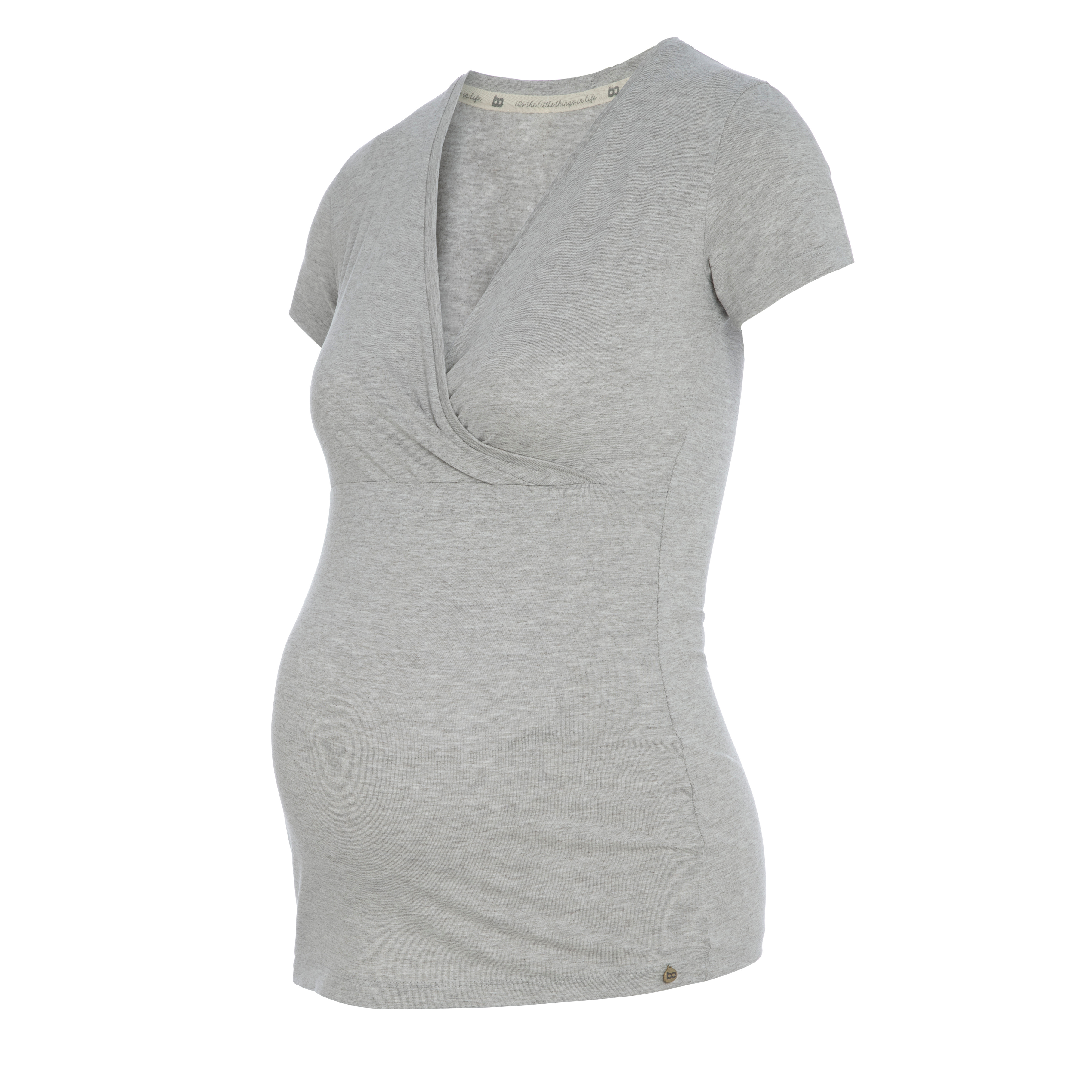 Zwangerschaps T-shirt Glow dusty grey - S - Met voedingsfunctie